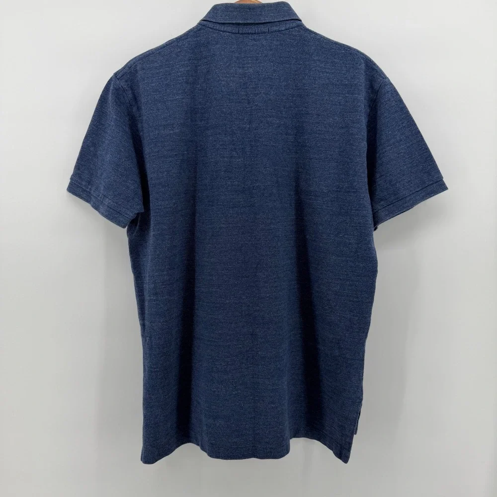 Polo Ralph Lauren Mens‎ L Blue Heathered Short Sleeve Polo Shirt Red Pony Logo